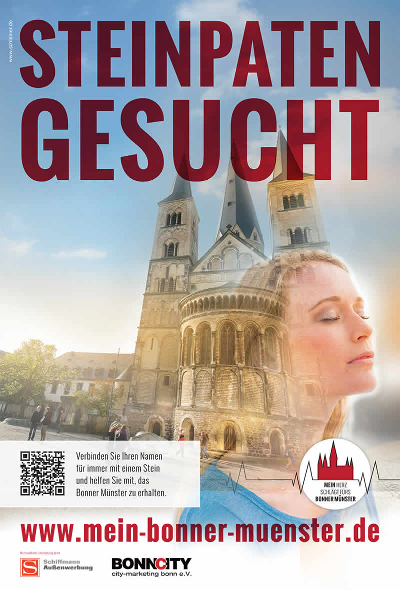 Bonner Münster: Plakat Steinpaten gesucht